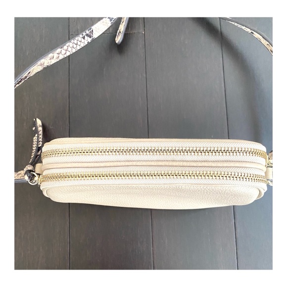 Leather Double Zip Crossbody w/ Snakeskin Strap - Picture 5 of 8